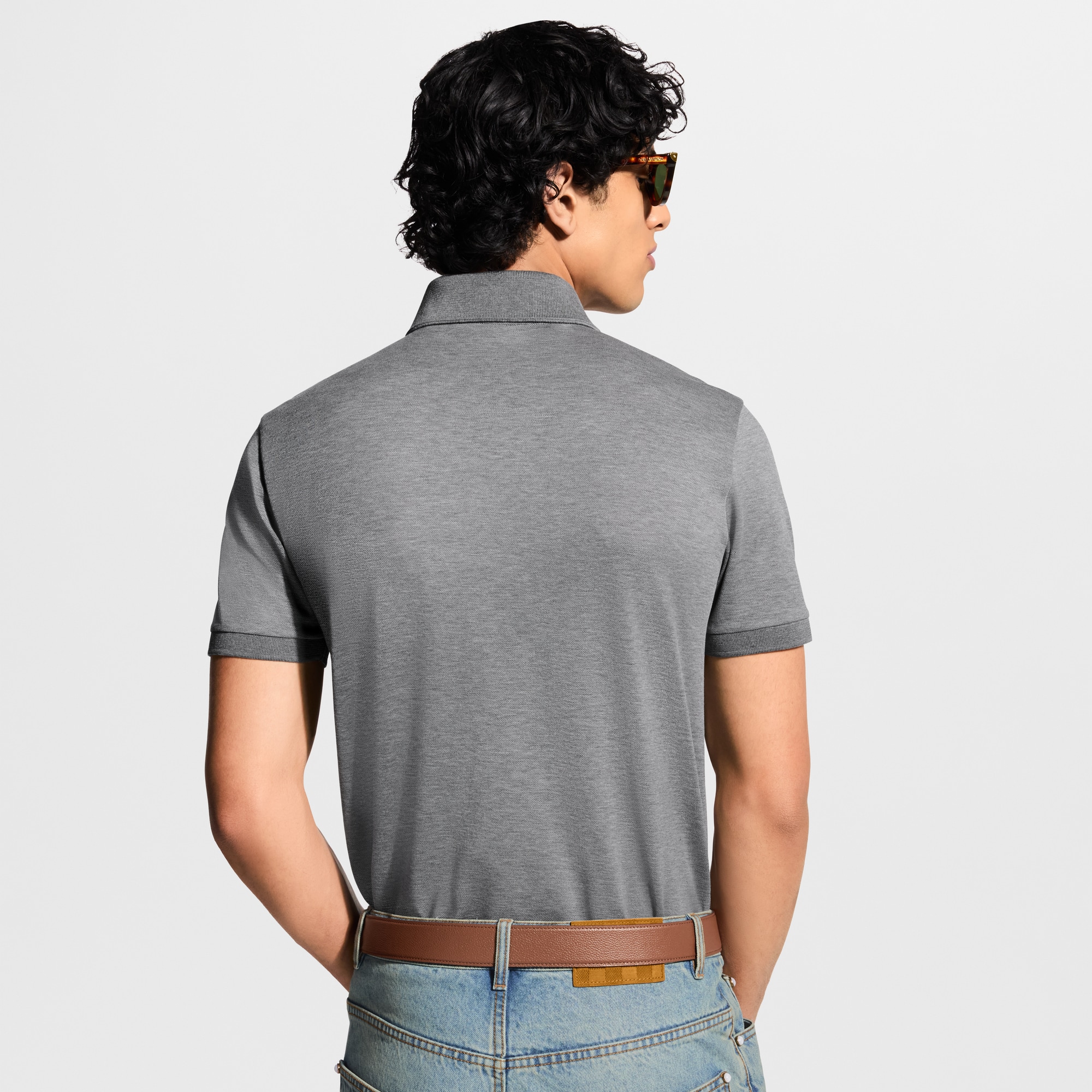 LOUIS VUITTON ライトグレー ポロシャツ Short-Sleeved Signature Polo Shirt - Men - Ready-to-Wear | LOUIS